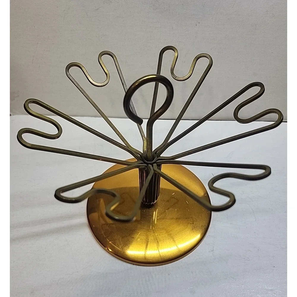 Vintage Copper & Mixed Metals Round Swivel 6 Shot Glass Holder 5